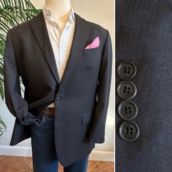 BROOKS BROS MADISON BLAZER SIZE 46L SPORT COAT CHARCOAL GRAY MENS JACKET USA
